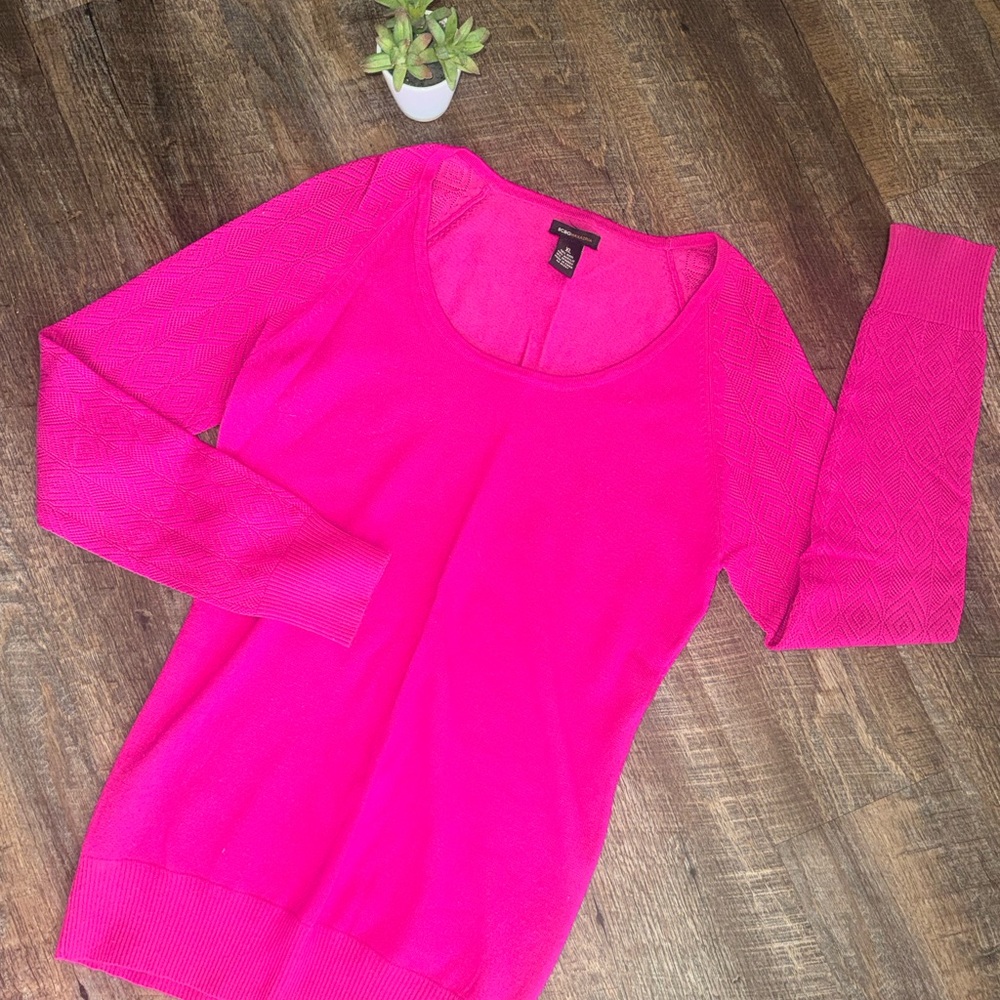 BCBGeneration Bright Pink Scoop Neck Sweater